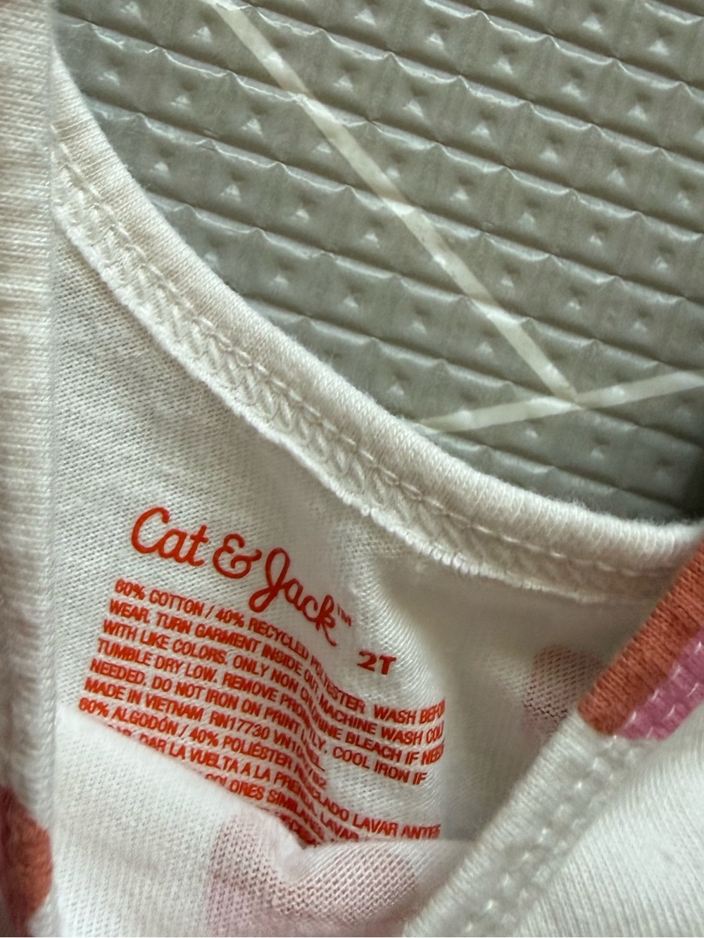 Cat & Jack|Baby Girls/toddler off White Tank Dress w boho Pink Heart Printโขโขโข2T - Picture 8 of 8